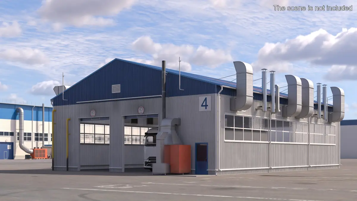 Factory Facility UralSpetsTrans Simplified Rigged 3D model