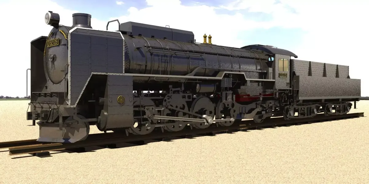 D52 steam locomotive ww2 3D model
