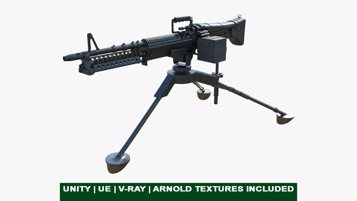 M60 Machine Gun04 PBR Unity UE Arnold V-Ray Textures Included Low-poly 3D model