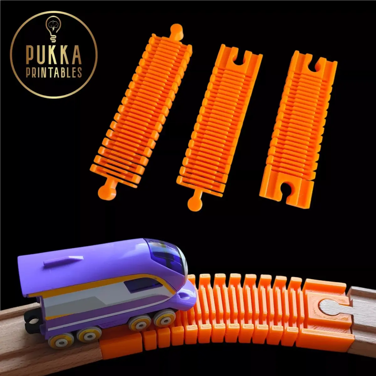 Flexible Wooden Train Track Connectors 3 Types 3D print model