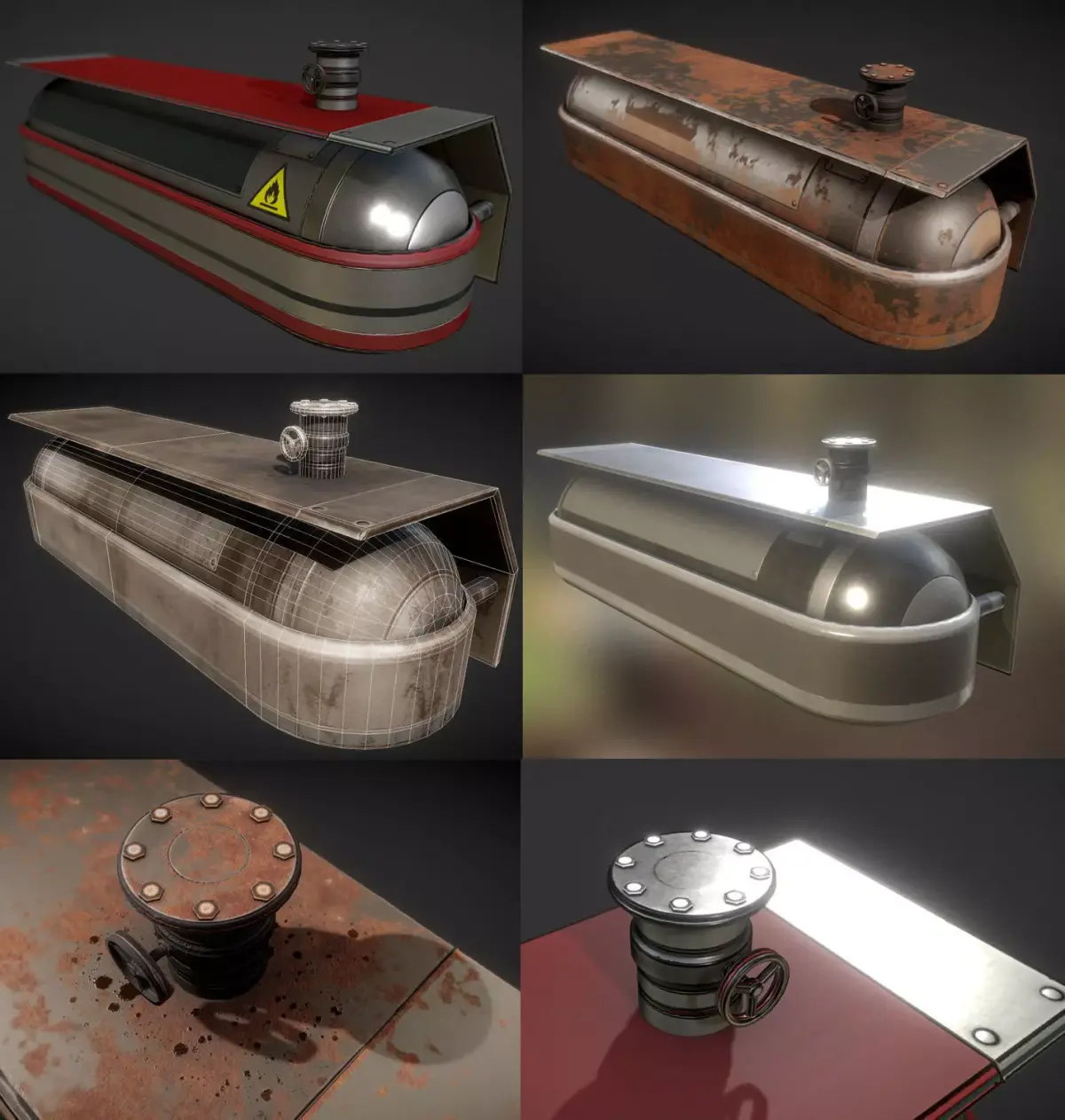 Fuel Tank Collection Low-poly 3D model