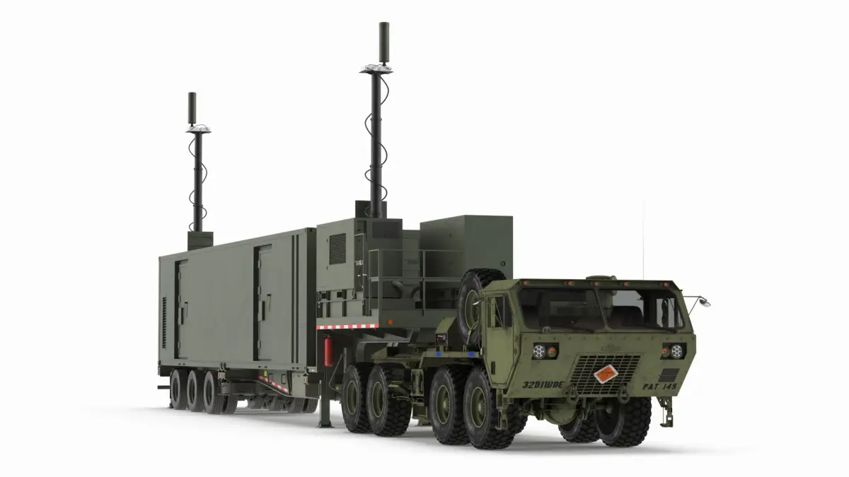 US Army Typhon Battery Operation Center with Antennas Up and Truck M983  purchase 3D model