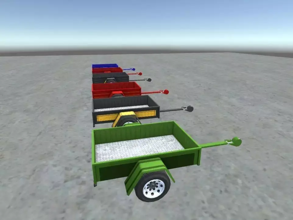LowPolyTrailers different colored trailers in environment Low-poly 3D model