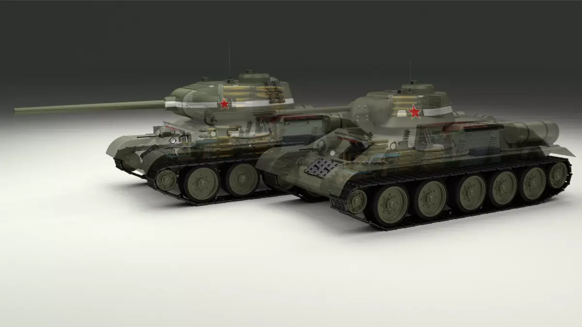 T-34-76 85 w Engine Bay and Interior 3D model