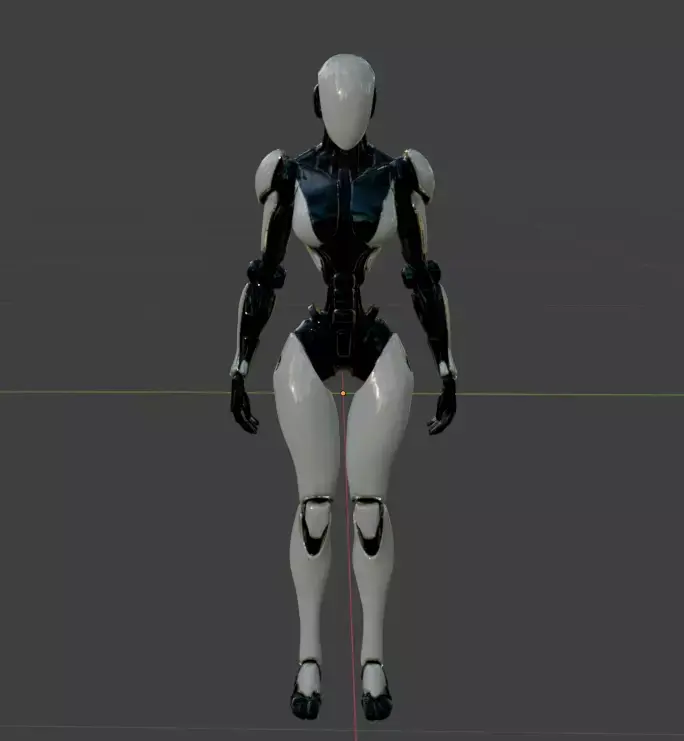 futuristic white and black female slim humanoid robot Low-poly 3D model