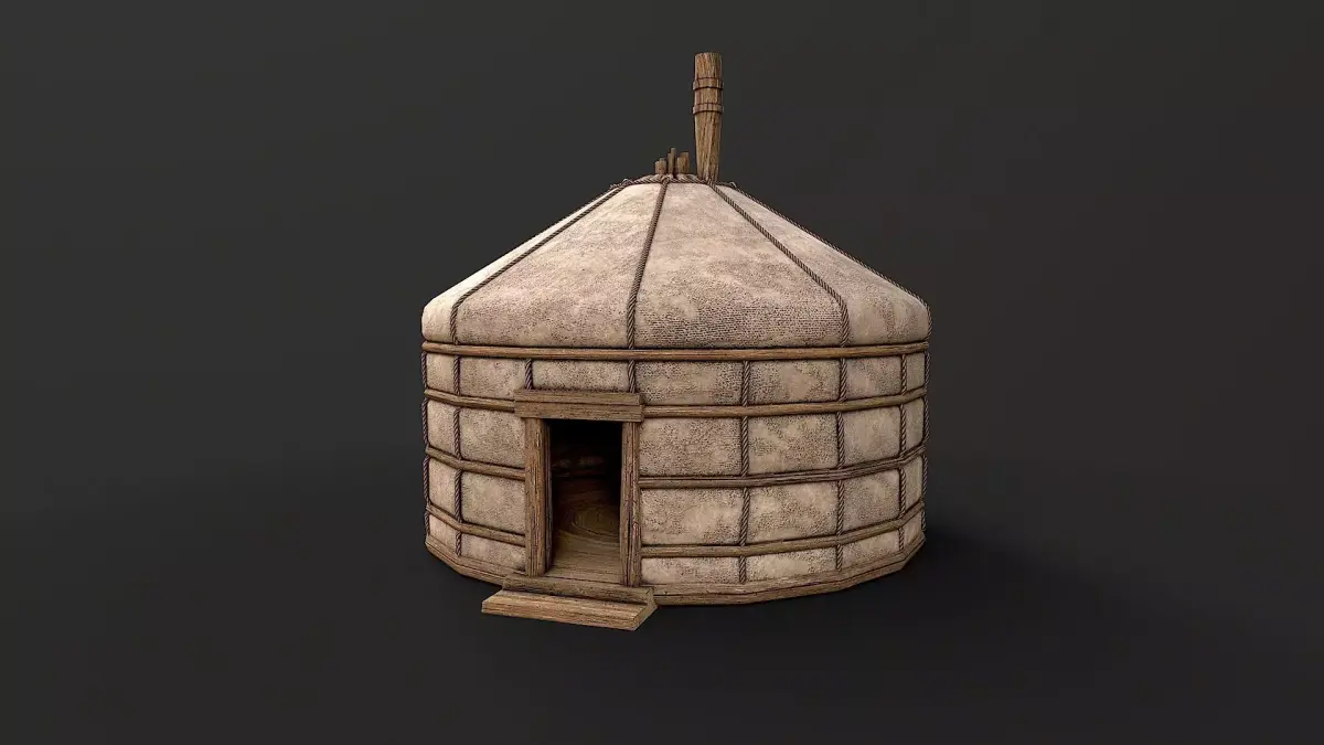 Traditional Yurt Nomads Tent with Interior 4 Low Poly PBR Low-poly 3D model