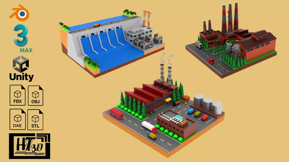 Factory Warehouse 3D Model Pack purchase