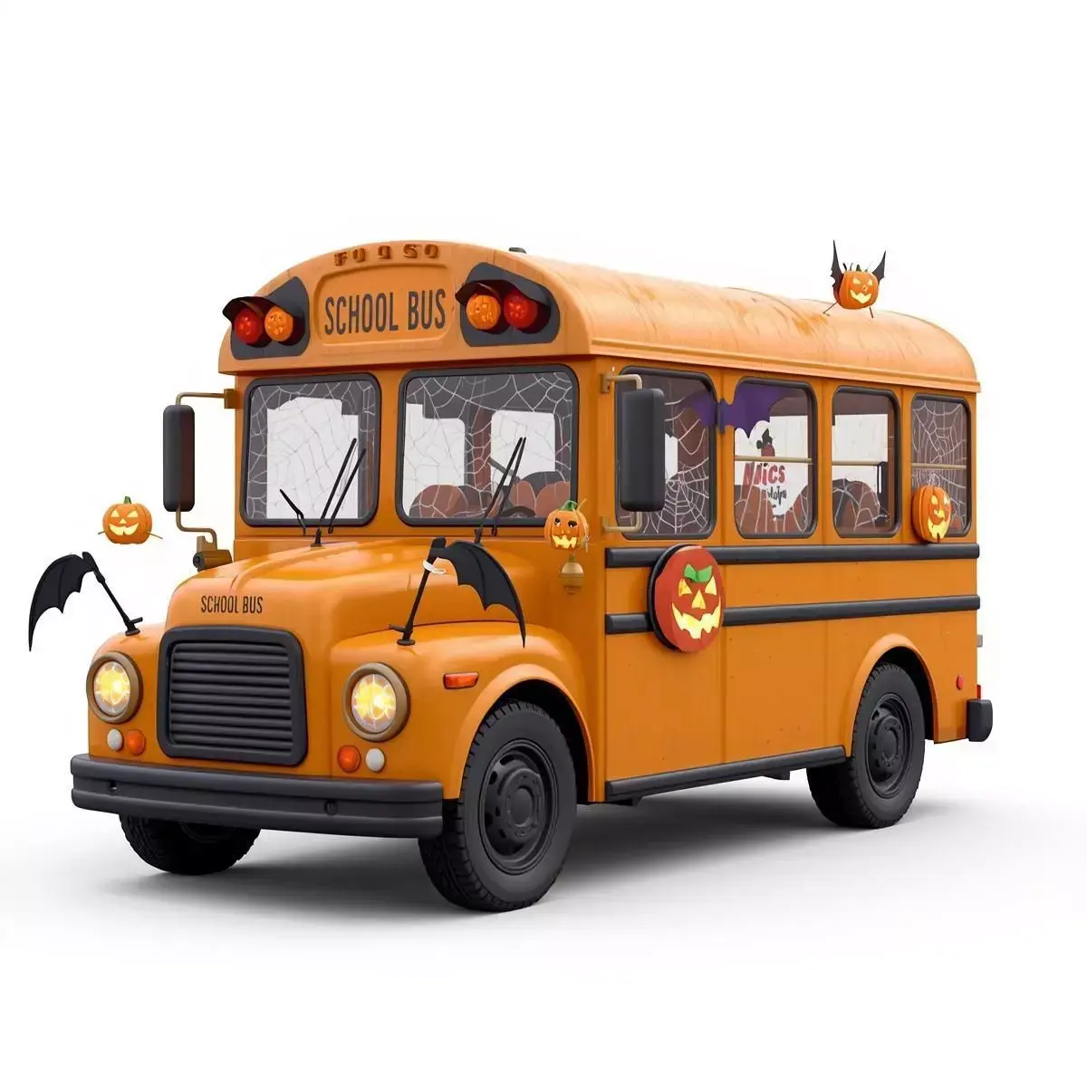 Haunted Halloween School Bus 3D Model Low-poly 3D model