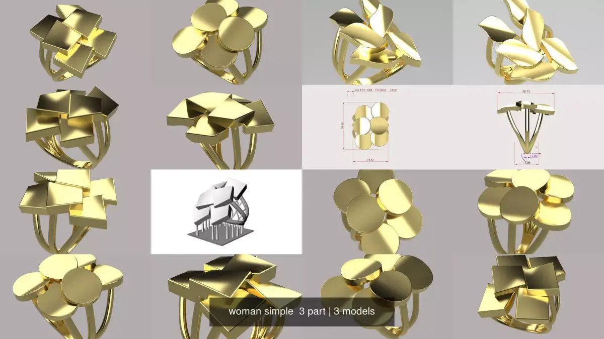 woman simple  3 part 3D Model Pack