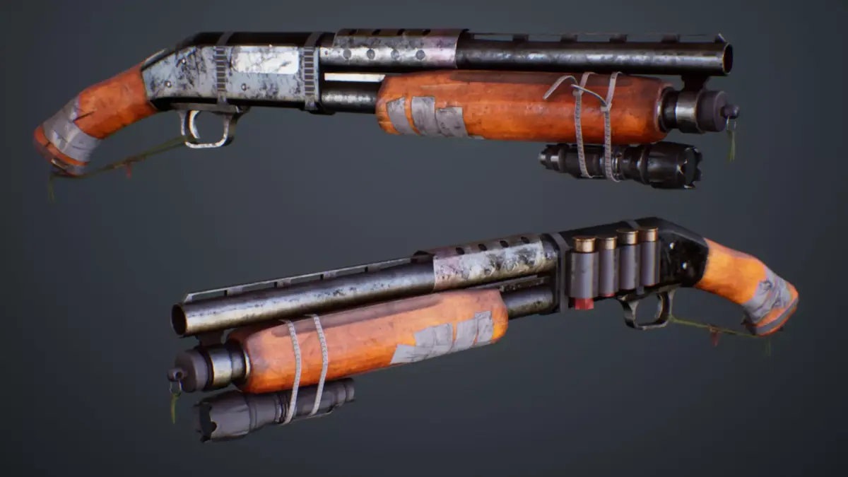 Apocalyptic Shotgun Low-poly 3D model