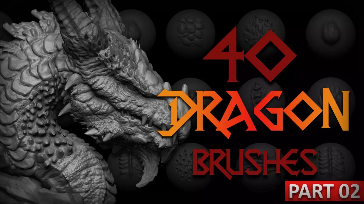 Zbrush and Blender - 40 Dragon VDM Brush Part 2 3D model purchase