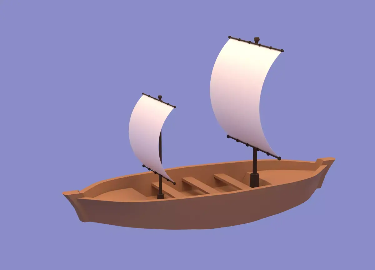 Wood Boat Low-poly 3D model buy