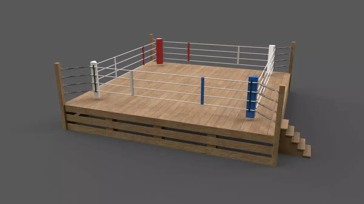 PBR Modular Wood Boxing Rings 20ftx20ft Low-poly 3D model