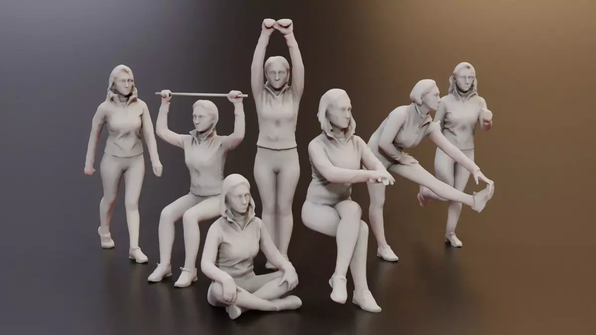 3D Fitness 7 Female Models for Gym Projects 3D model