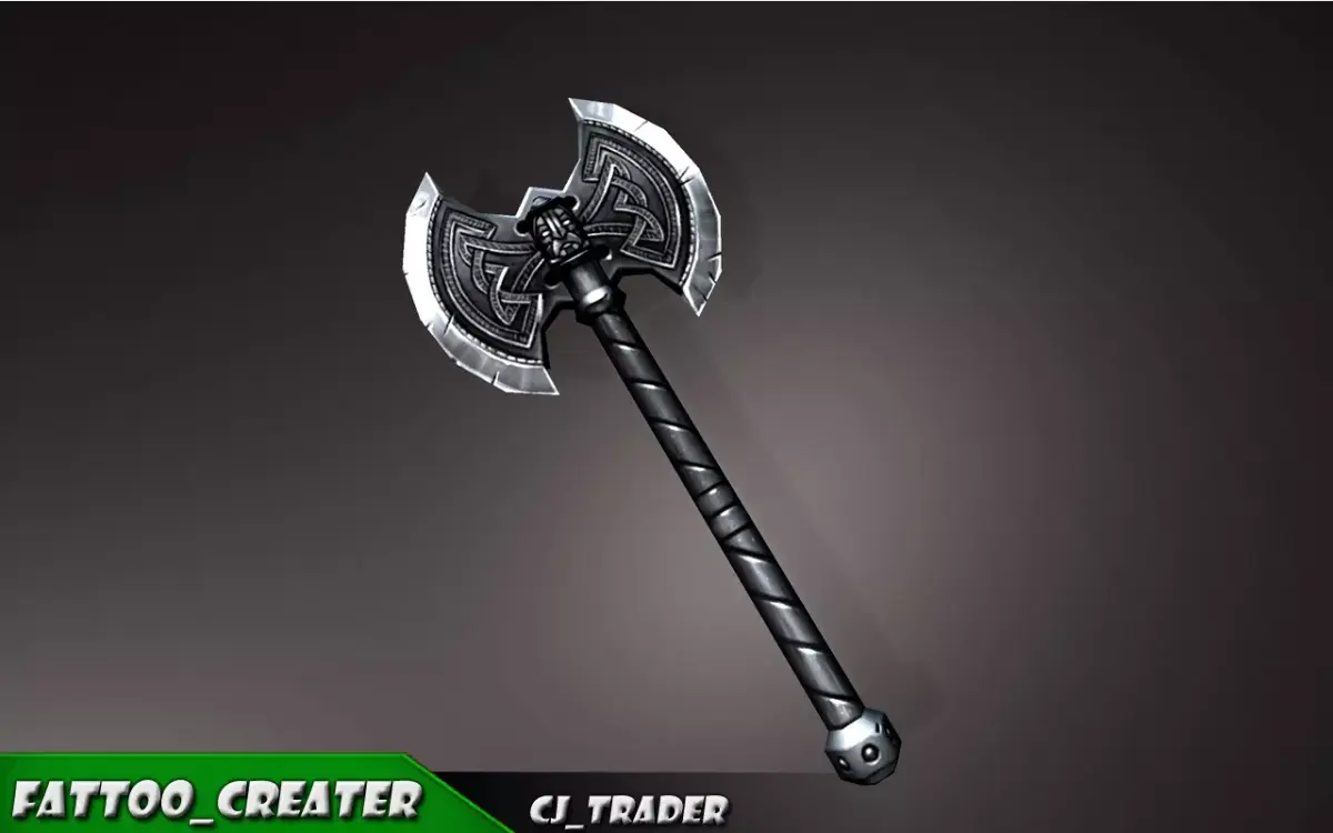 Modern Fantasy Battle Axe Low-Poly 3D Model Low-poly 3D model