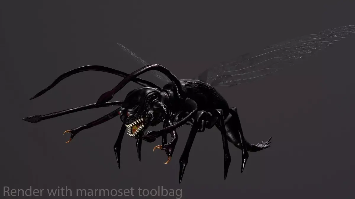 Bug 3 mosquito with eyes Low-poly 3D model