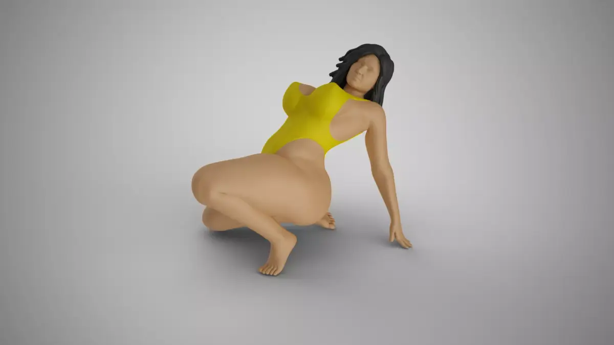 Woman Back Bend Knee Up 3D print model
