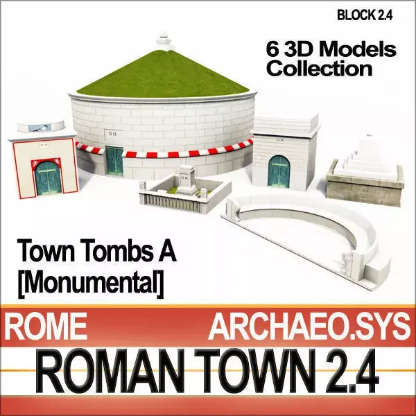 Roman Town Monumental Tombs A 2 4 Low Poly 3D model