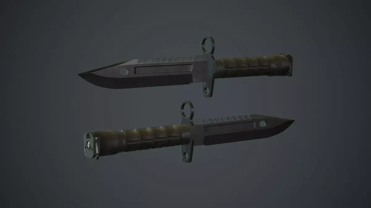 Black M9 Bayonet Knife PBR Game Ready Low-poly 3D model