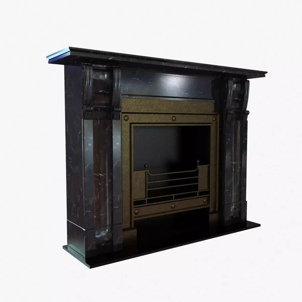 Black marble vintage fireplace 3D model