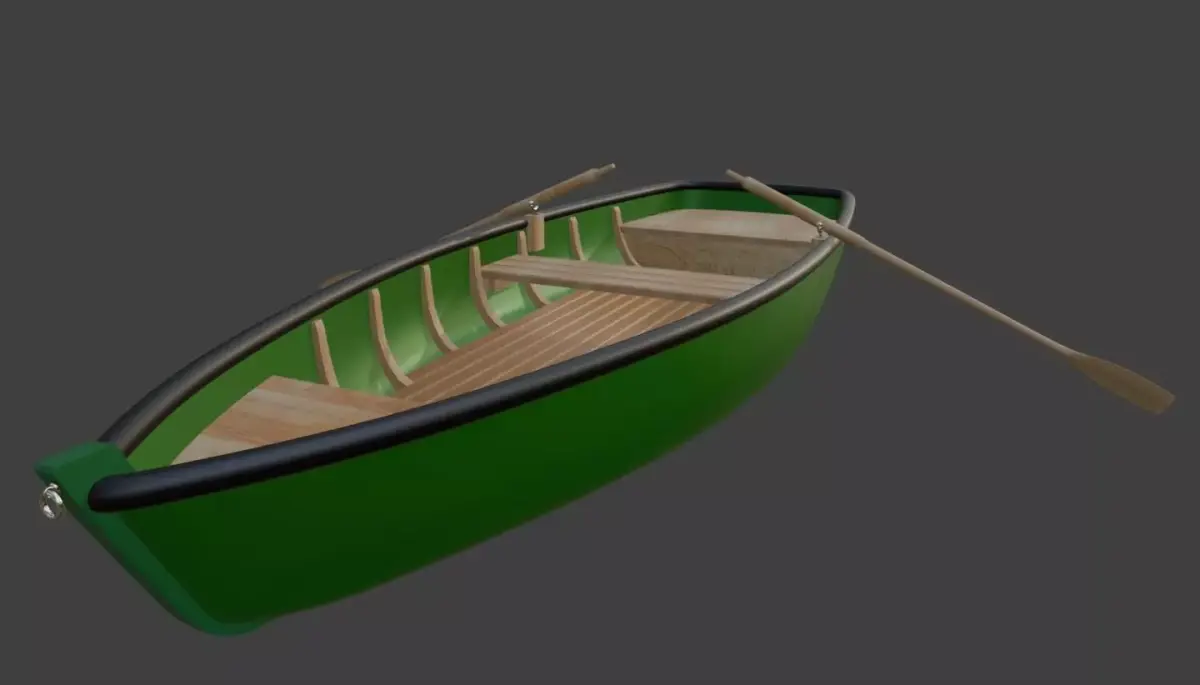 Recreational boat on oars for river and lake Free 3D model