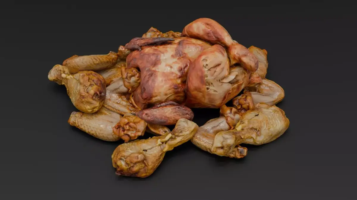 Chicken and a Parts Low-poly 3D model