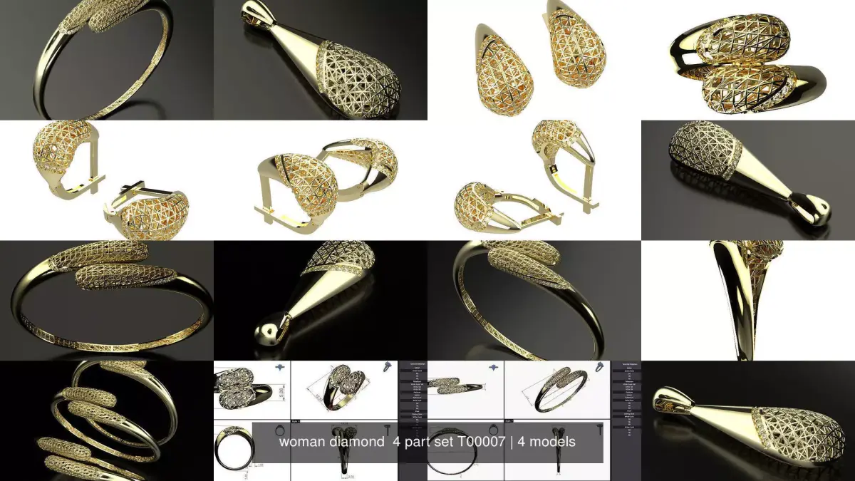 woman diamond  4 part set T00007 3D Model Pack
