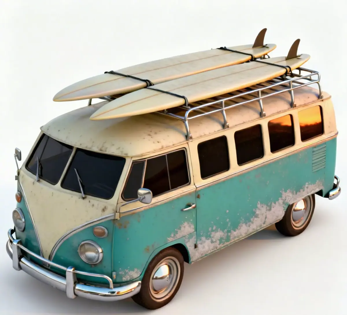 Realistic Vintage Summer Surf Van 3d model Low-poly 3D model