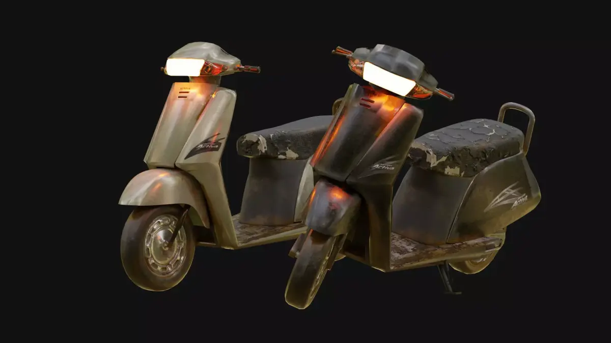 Moped Scooter Activa 3D Model   Low-poly 3D model