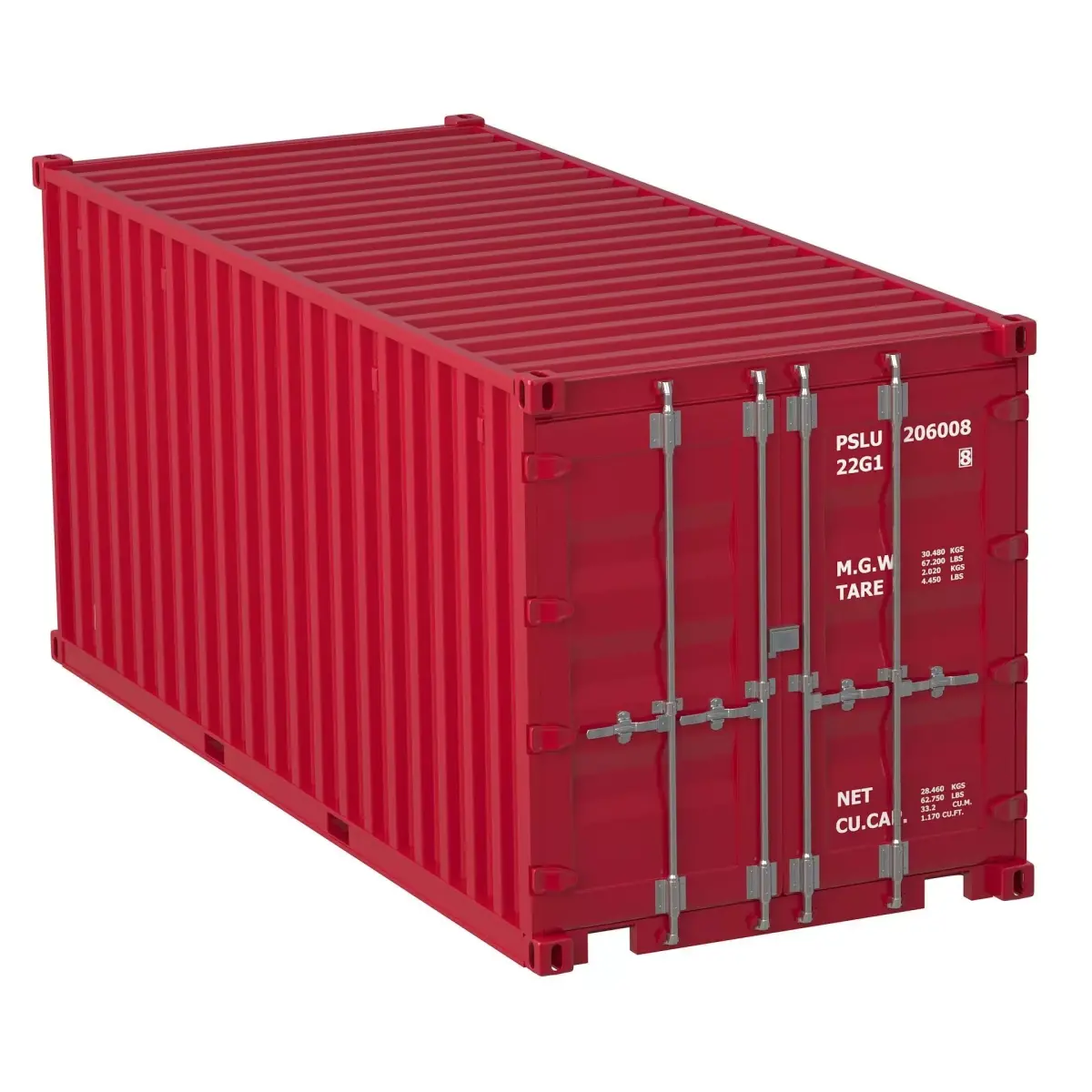 20 ft Container Red 3D model
