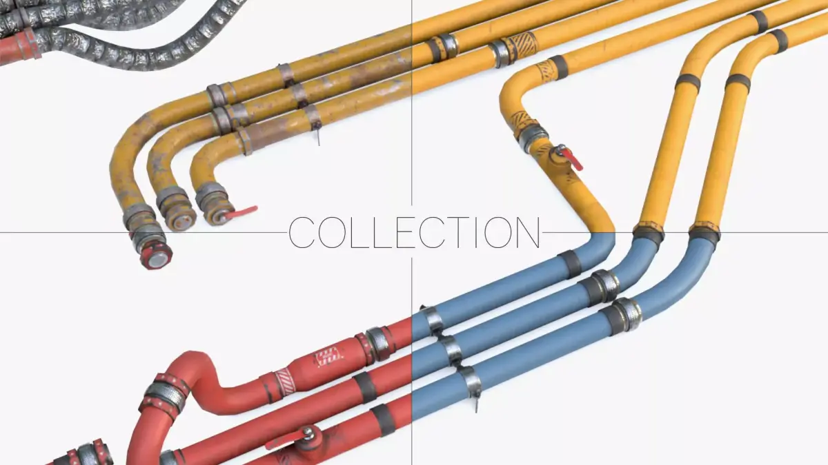Modular Pipes - Industrial Painted Collection 3D Model Pack