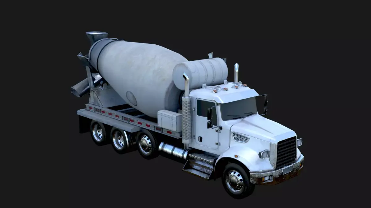 Concrete Mixing Truck 3D Model Realistic Rendered With Textured Low-poly 3D model