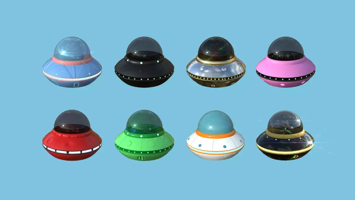08 Cartoon UFO Collection - SciFi Flying Saucer Asset 3D Model Pack purchase