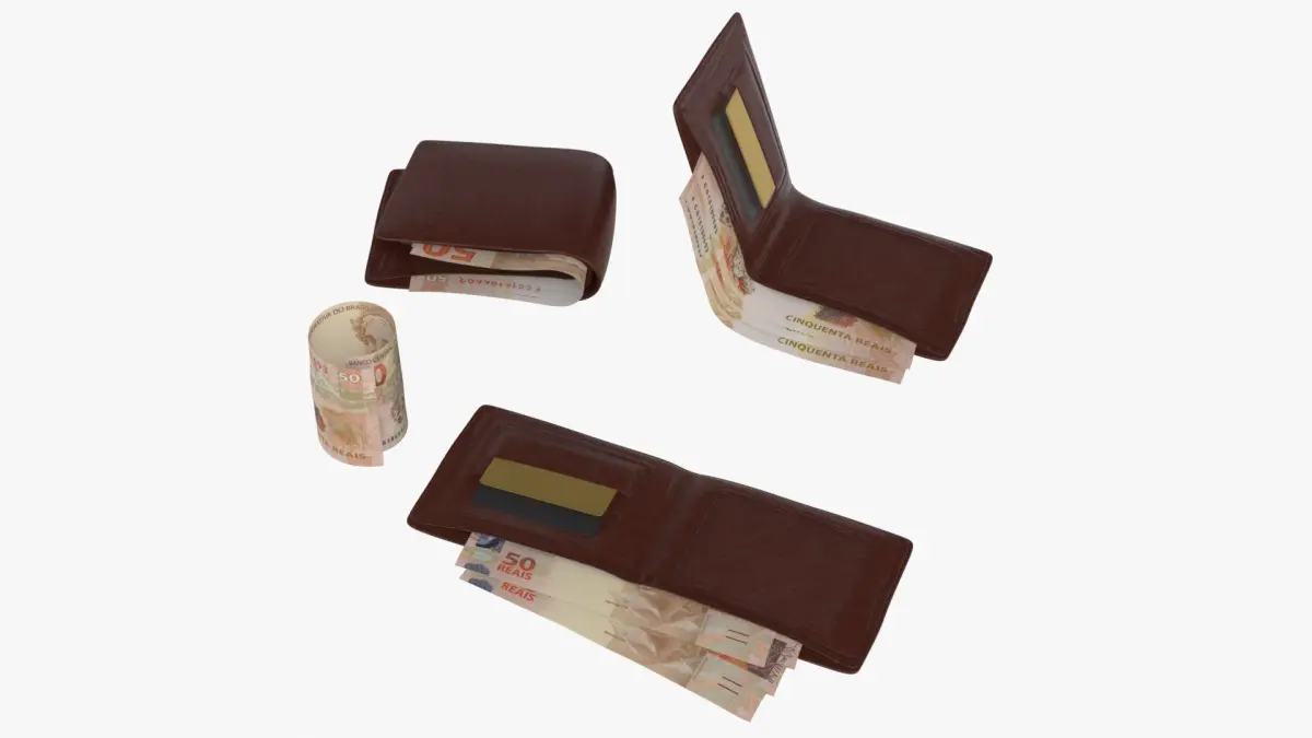 Brazil 50 Reais Wallet Money Purse 3D model