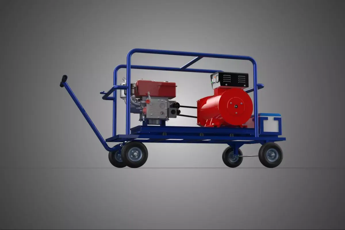 MOBILE DIESEL GENERATOR SET GENSET PUSH PULL HANDLE WAGON CART 3D model