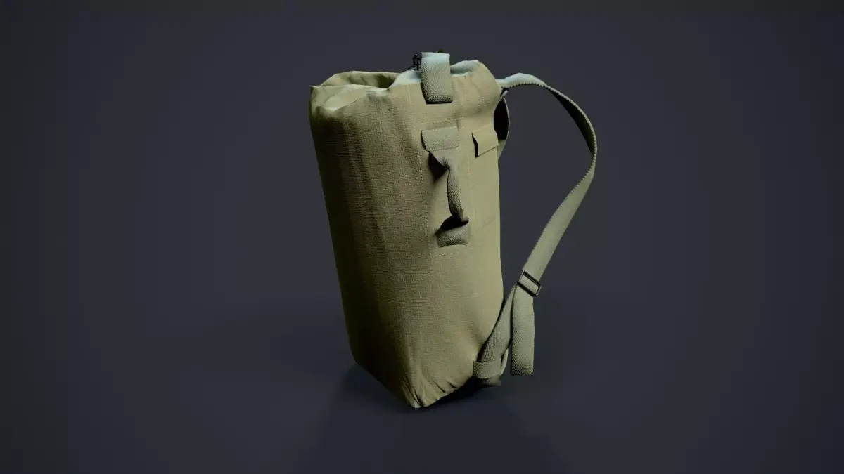 Military duffle bag  Low-poly 3D model