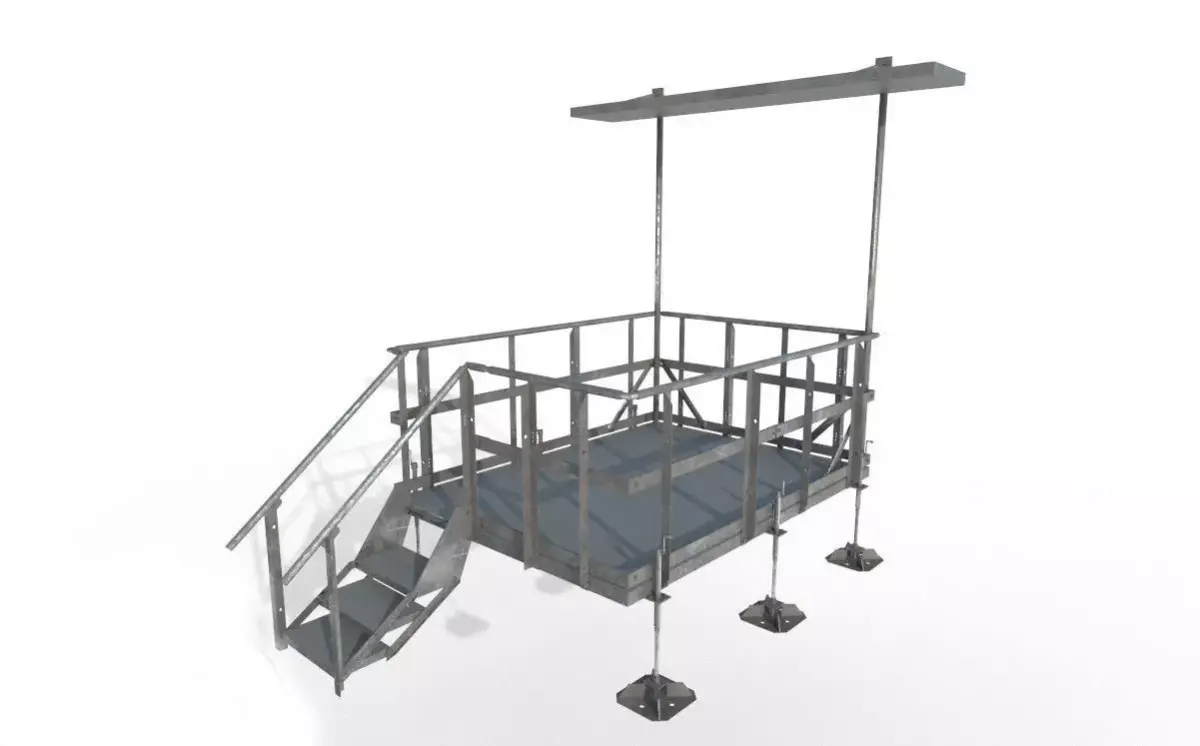 Equipment Platform with Ice Bridge Handrail Entrance Low-poly 3D model