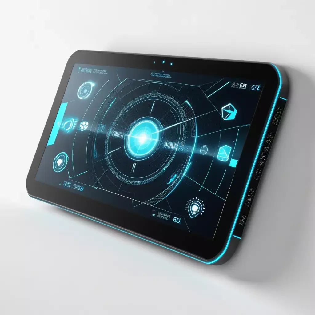 Futuristic Data Tablet with Cracked Screen 3D model