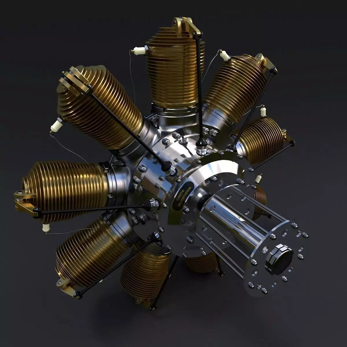 Rotary engine Gnome Monosoupape 3D model