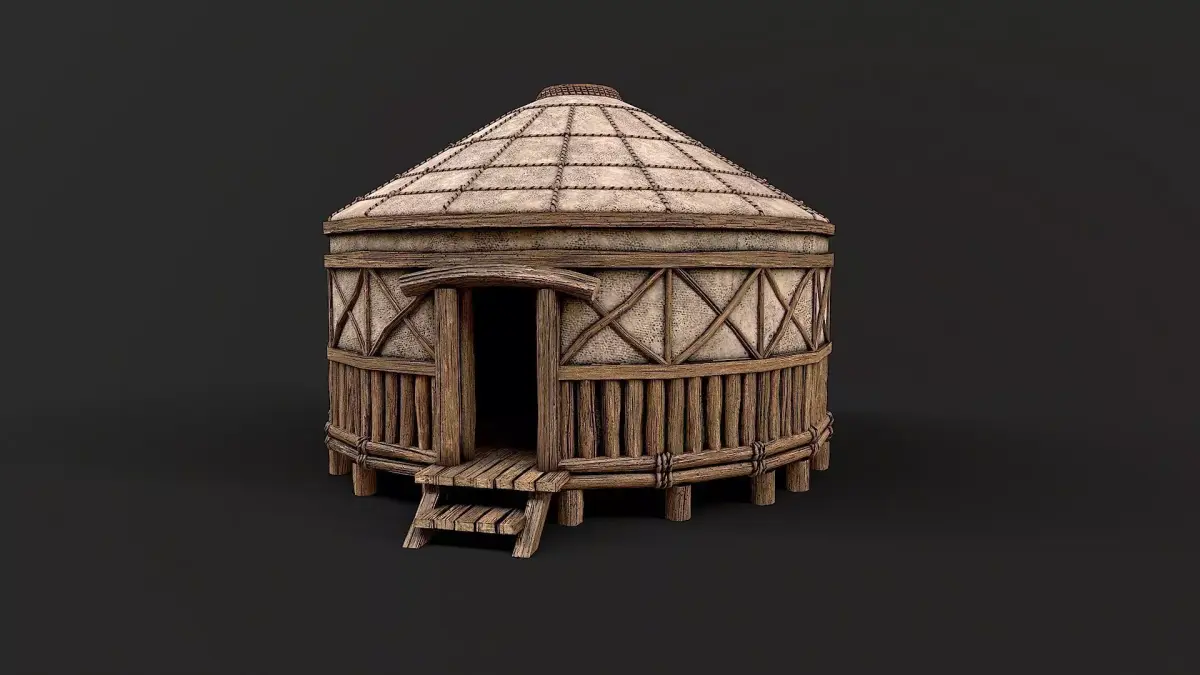 Traditional Yurt Nomads Tent with Interior 1 Low Poly PBR  Low-poly 3D model