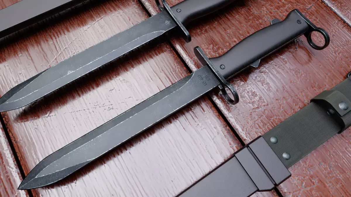 Bayonet FAMAS F1 Low-poly 3D model