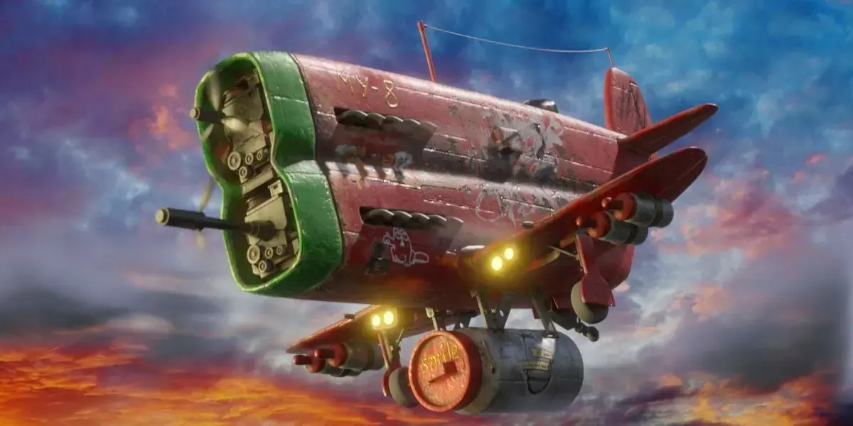Stylized realistic red-green airplane Low-poly 3D model