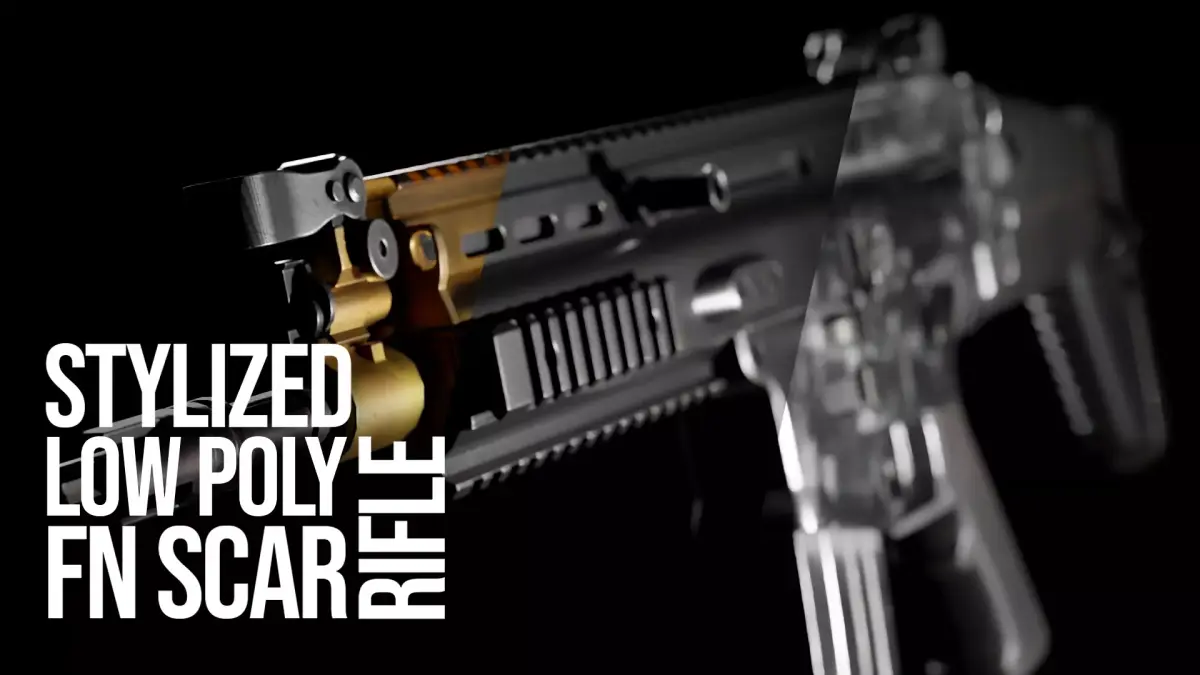 Low Poly FN SCAR Assault Rifle Low-poly 3D model
