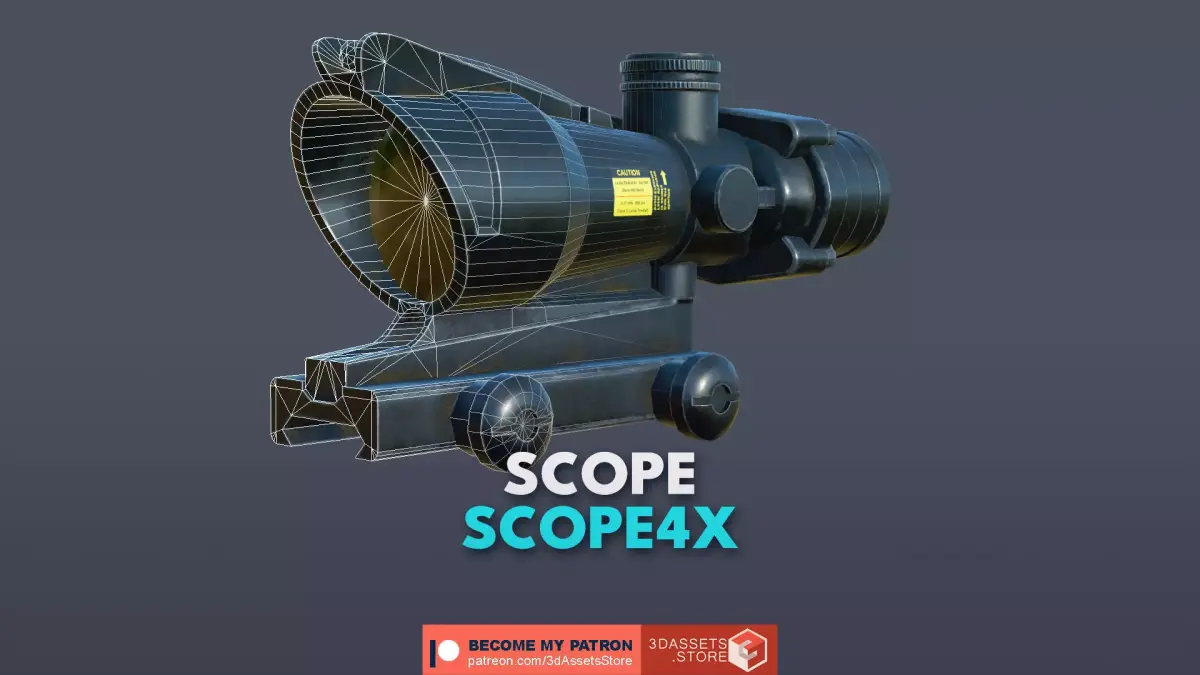 Weapon - Scope - 07 - Scope4X Low-poly 3D model