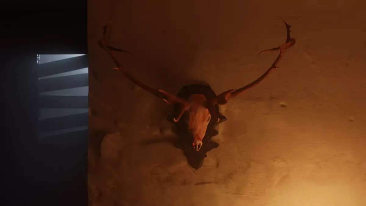 Red Deer Skull with wall mount Low-poly 3D model
