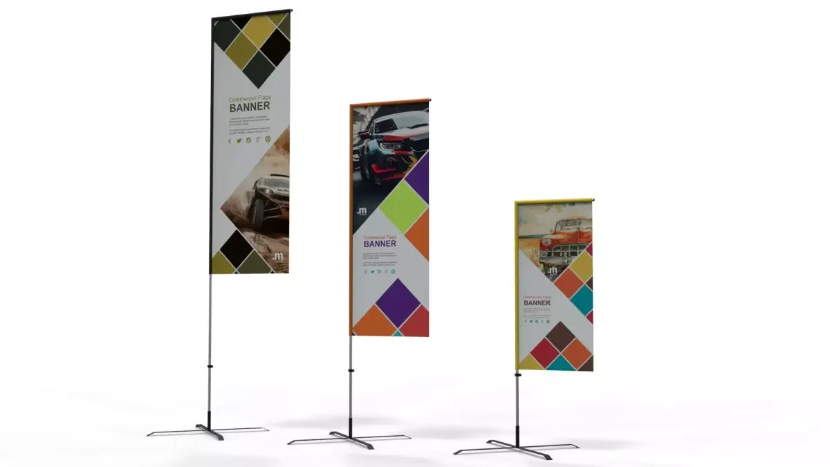 Straight Advertising Flag - 3 Heights Set  3D model