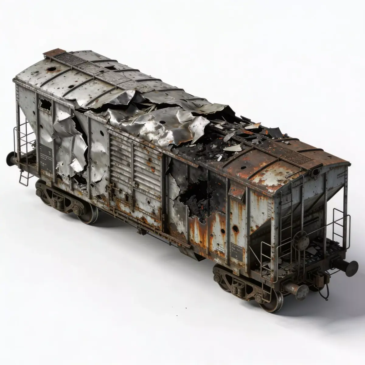 Realistic Full Rusted Freight Car 3D Model Low-poly 3D model