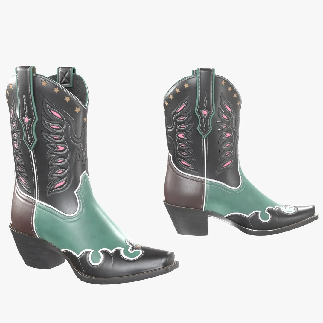Eagle Star Cowboy Green Boots 3D model