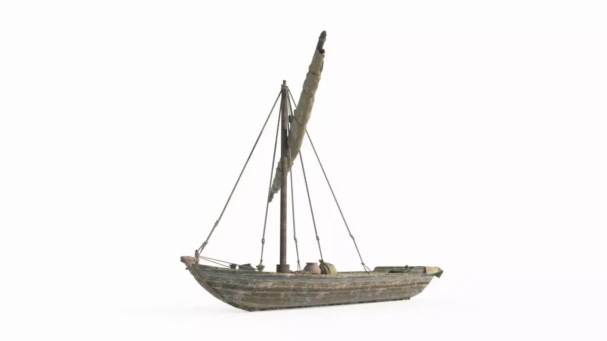 Ancient small sailboats and fishing boats 3D model