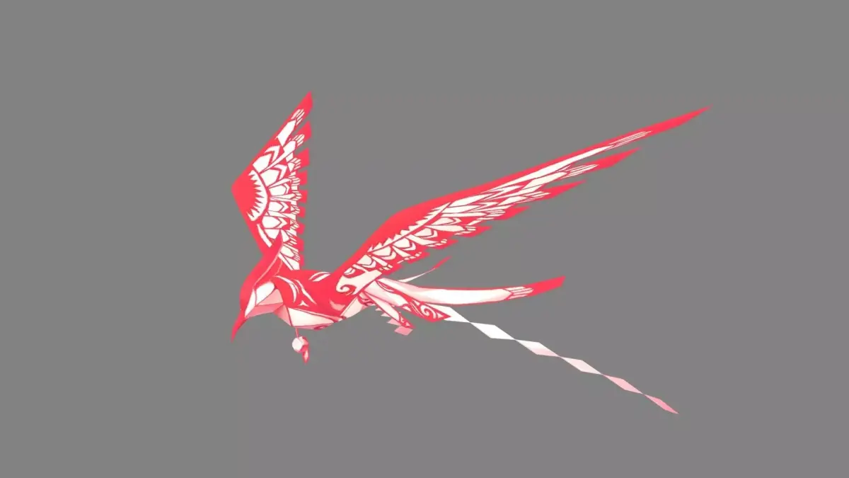 cartoon origami magpie kite - paper bird Low-poly 3D model
